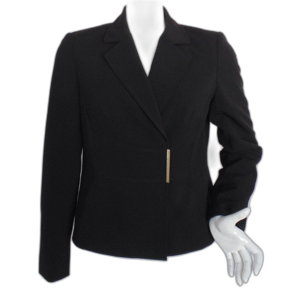 CALVIN KLEIN Blazer, 10, Black, Golden Hardware/Snaps, Career/Workwear